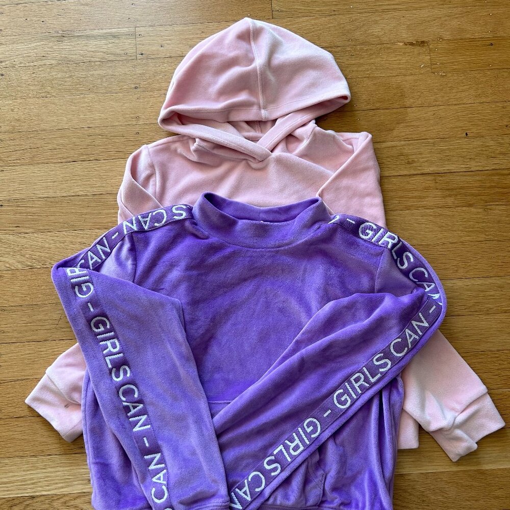 Super Soft, IDEOLOGY Girls Fleece Pull-Over Tops (1 Pink in L, 1 Purple in XL)